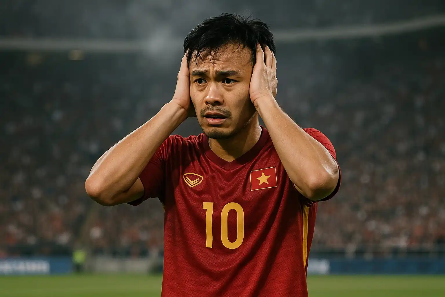 Đình Bắc trên sân, đối mặt với áp lực khổng lồ trong từng trận đấu.